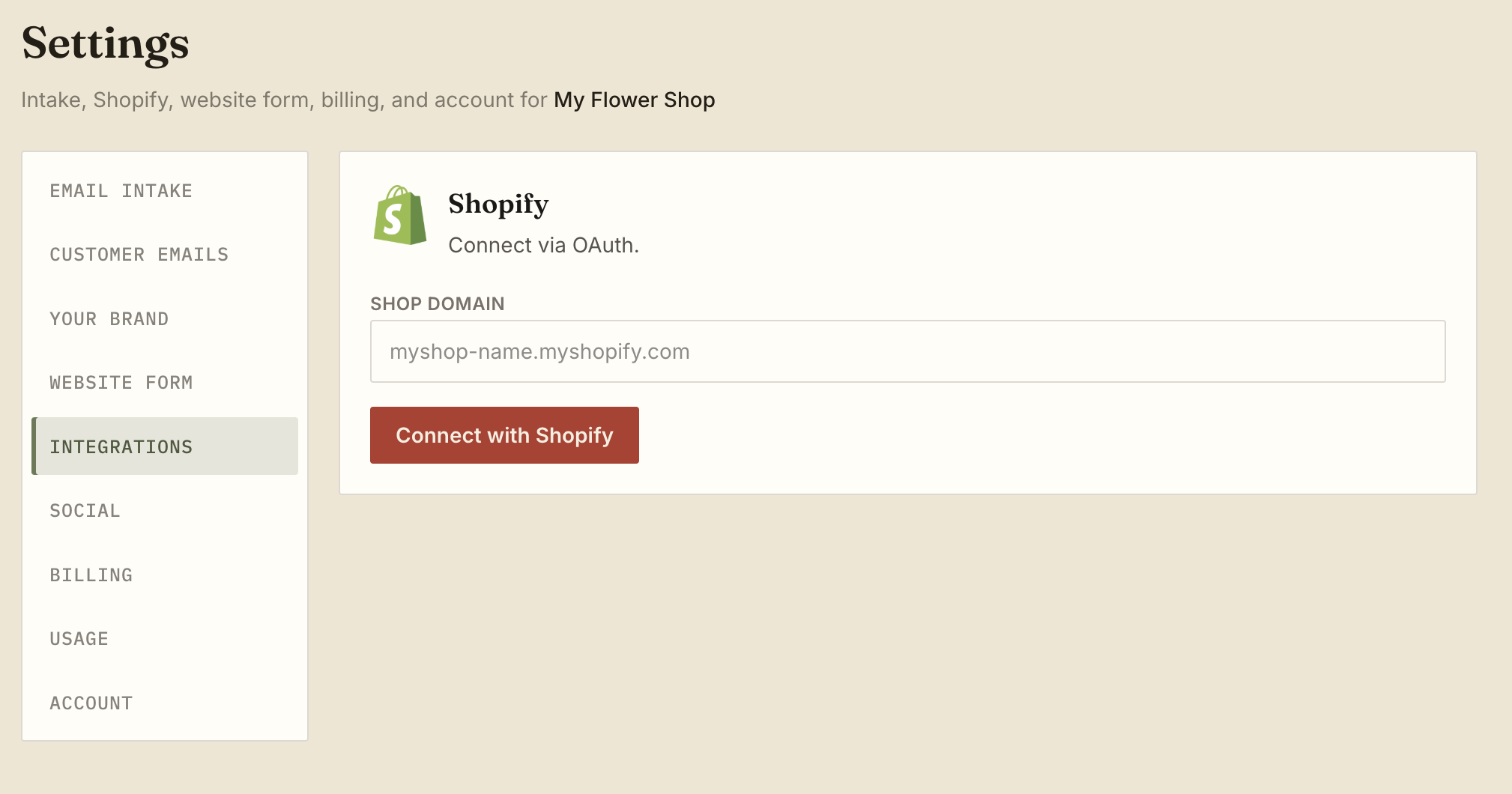 Connect Shopify